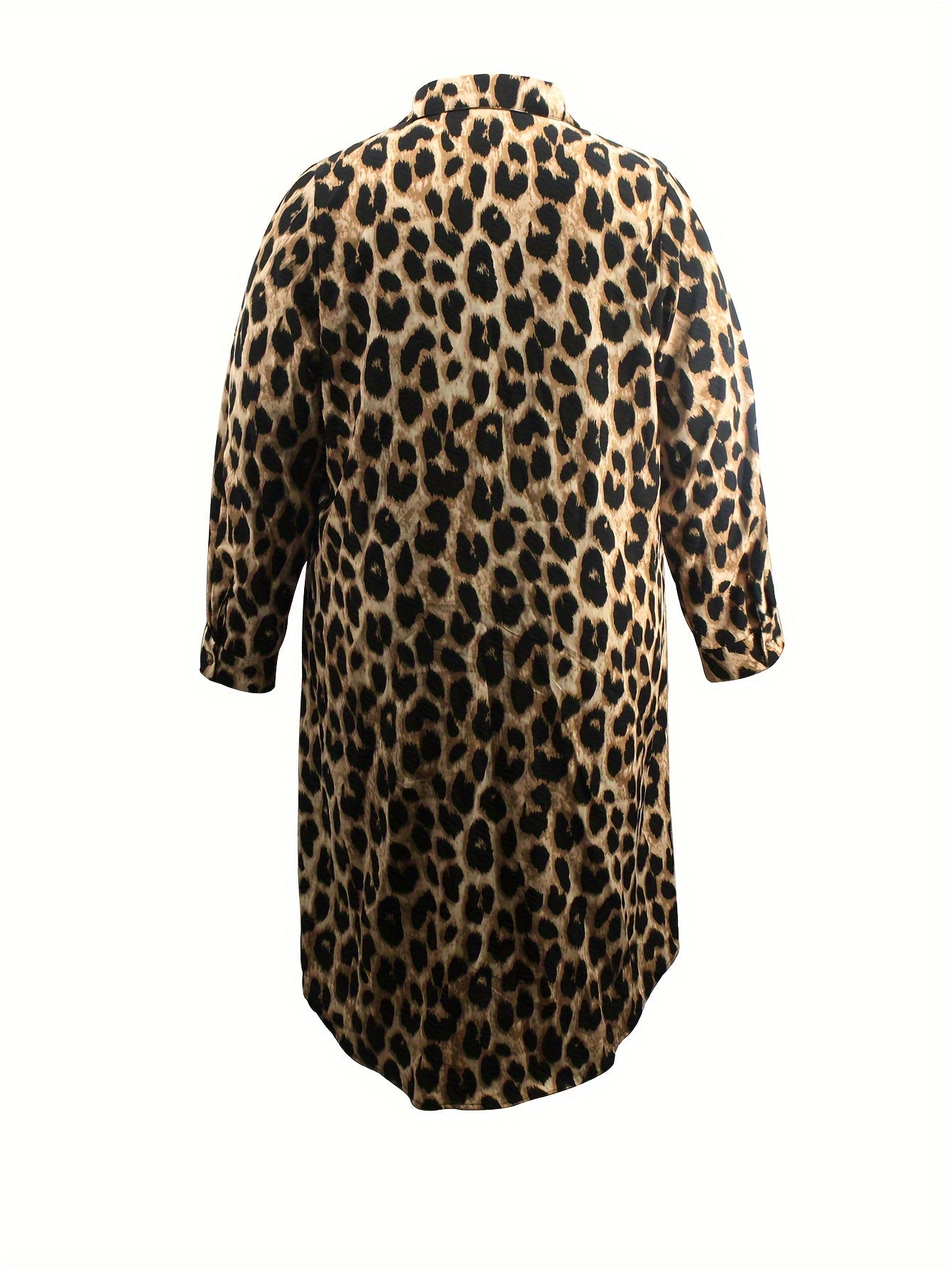 Valenzora | Lässiges Hemdblusenkleid mit Leopardenmuster und langen Ärmeln