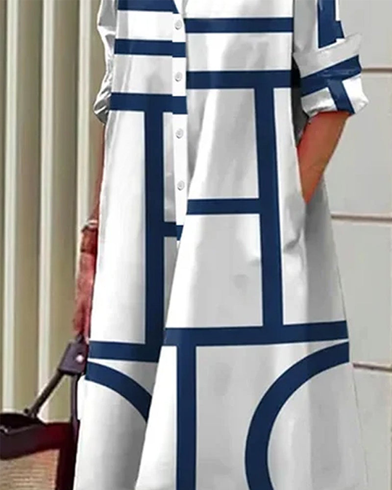 Valenzora | Dress with pockets and geometric print