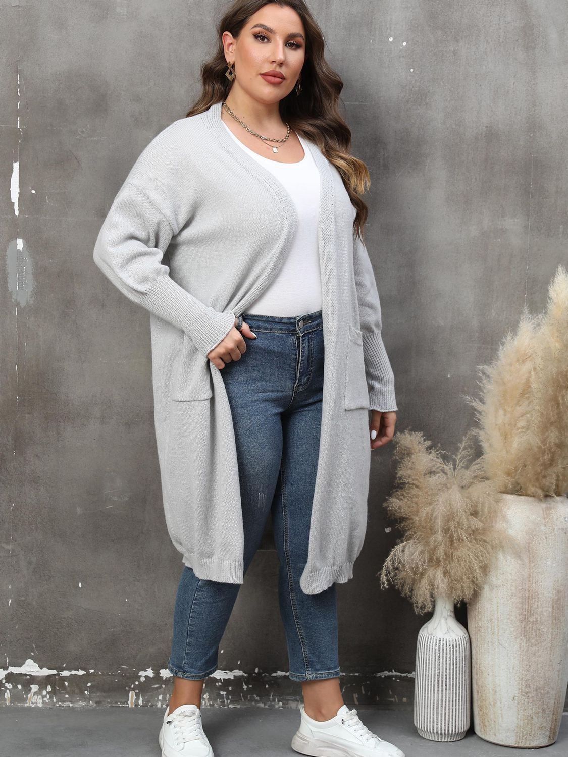 Valenzora | Plus Size Langarm-Cardigan mit Taschen