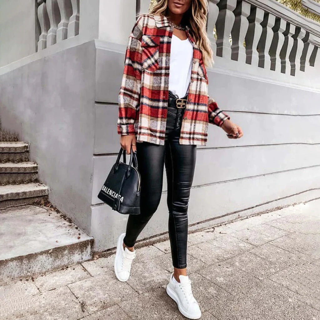 Valenzora – Karierte Oversize-Damenjacke für bequemes Styling