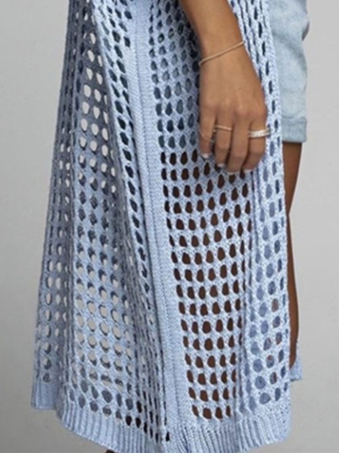 Valenzora | Openwork open front, three-quarter sleeve cover-up
