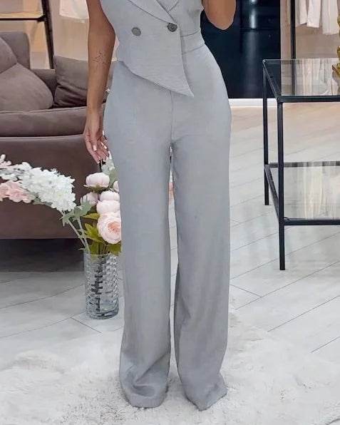 Valenzora | Jumpsuit mit Reverskragen in Unifarbe