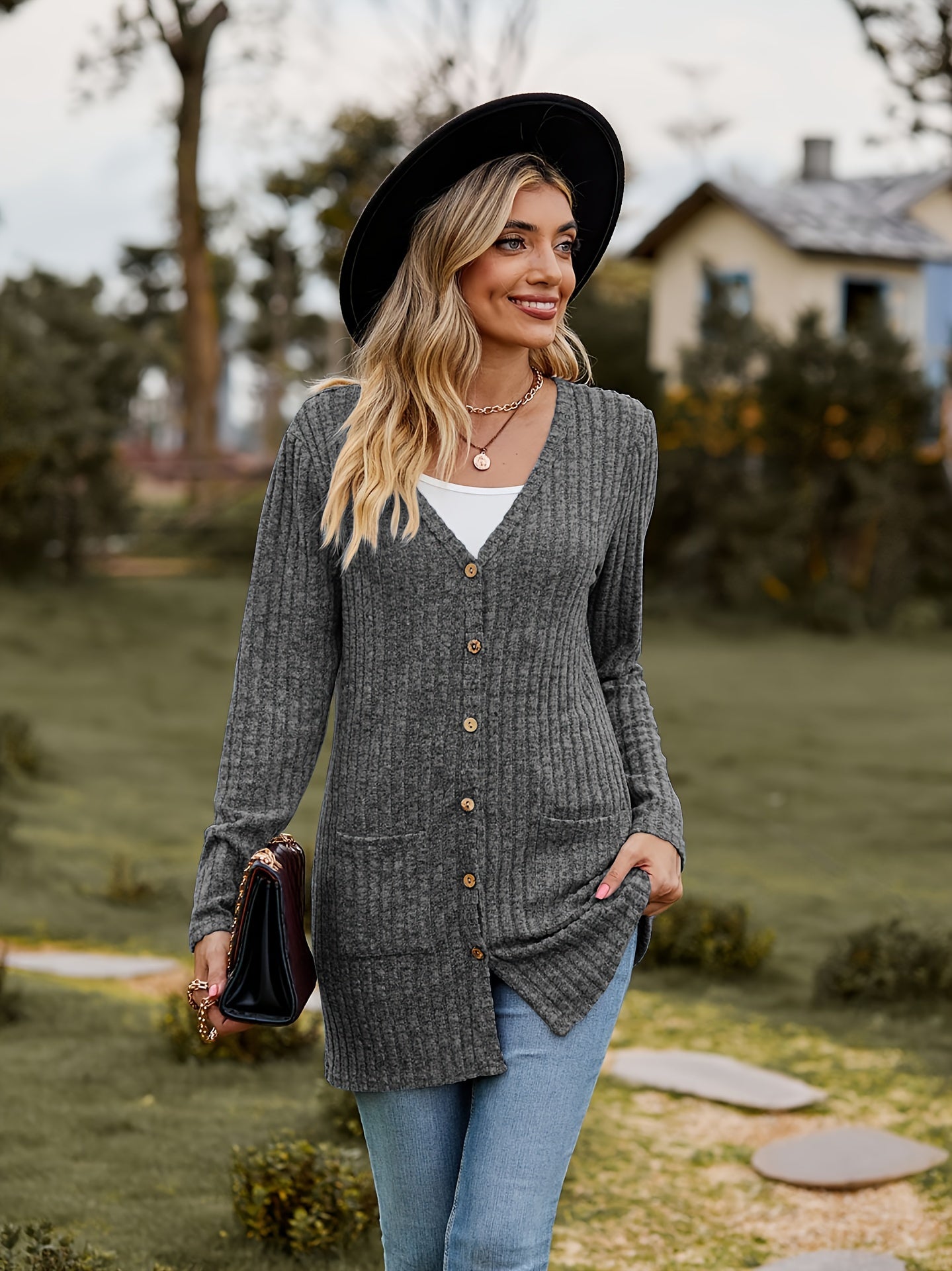 Valenzora Warm Ribbed Cotton Knit Cardigan for Women | Perfect for Casual Days
