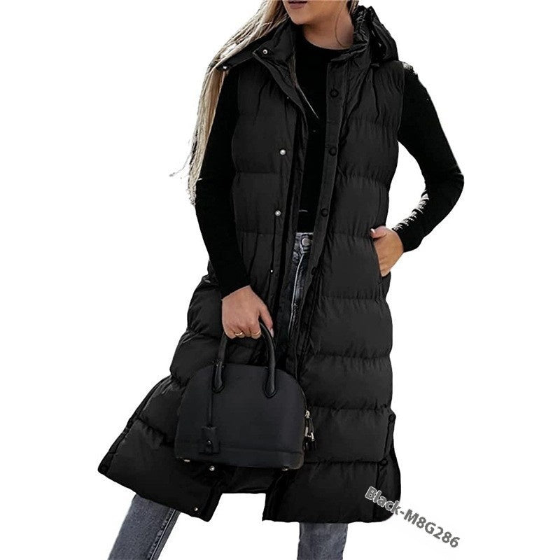 Valenzora | Ärmellose, legere Steppjacke mit Kapuze und Reißverschluss