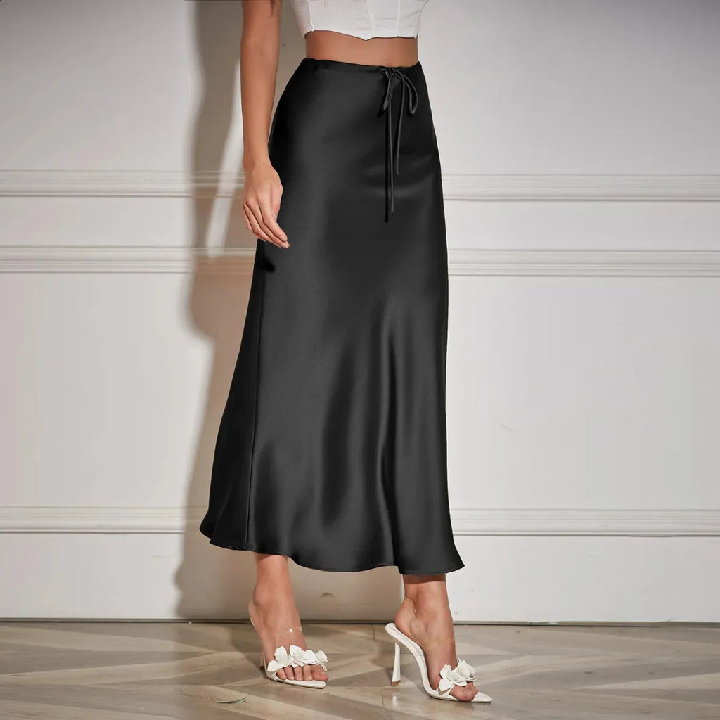 Valenzora | Eleganter Herbst-Satinrock für Damen mit hoher Taille und Schnürung