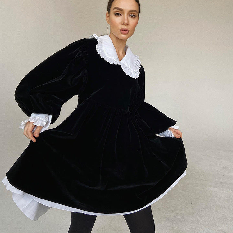 Valenzora | Luxuriöses Modekleid im französischen Stil mit Puppenkragen