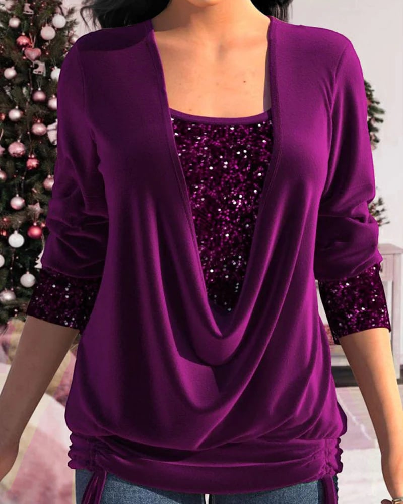 Valenzora - Long-sleeved women's shirt with sequins