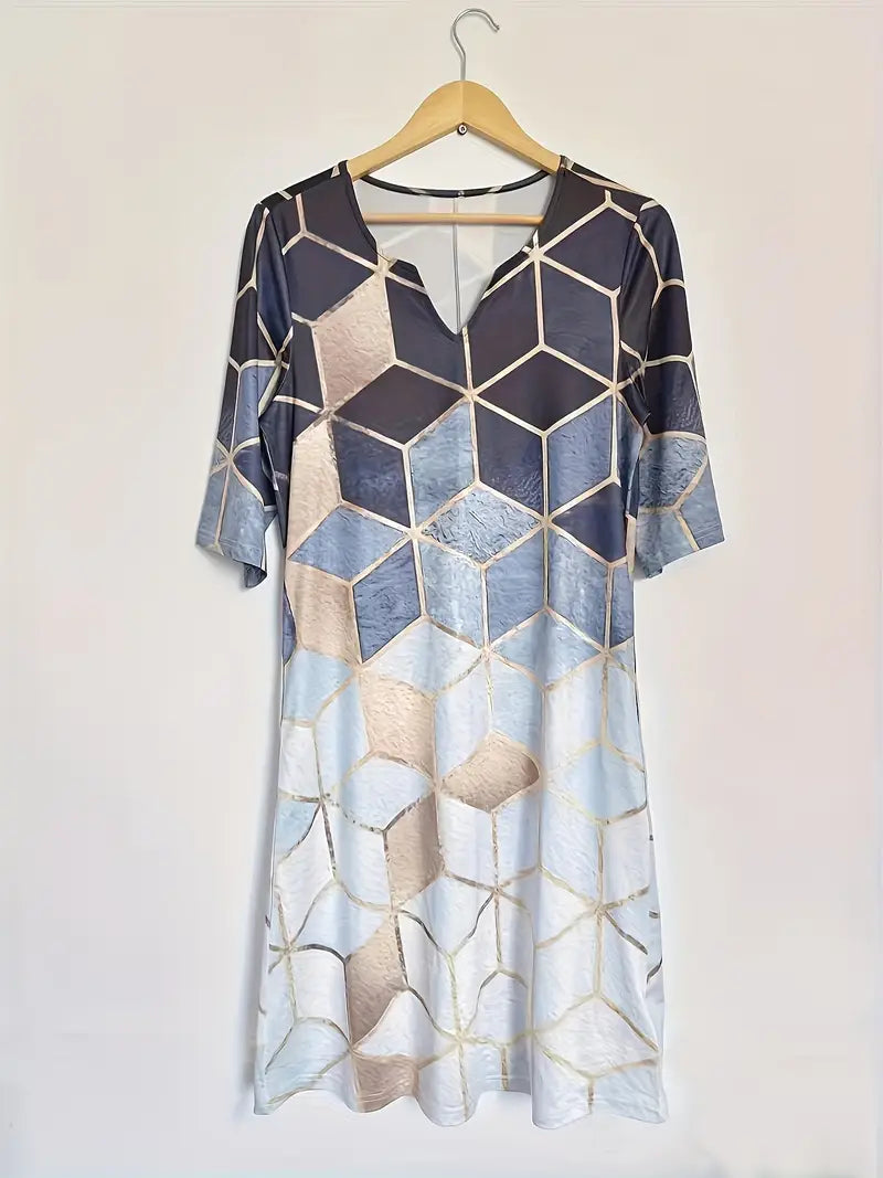 Valenzora | Elegantes Midikleid mit geometrischen Mustern