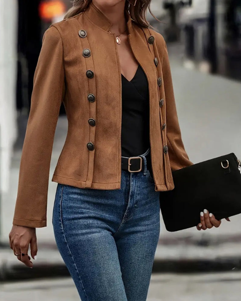 Valenzora | Stylish double-breasted solid color jacket