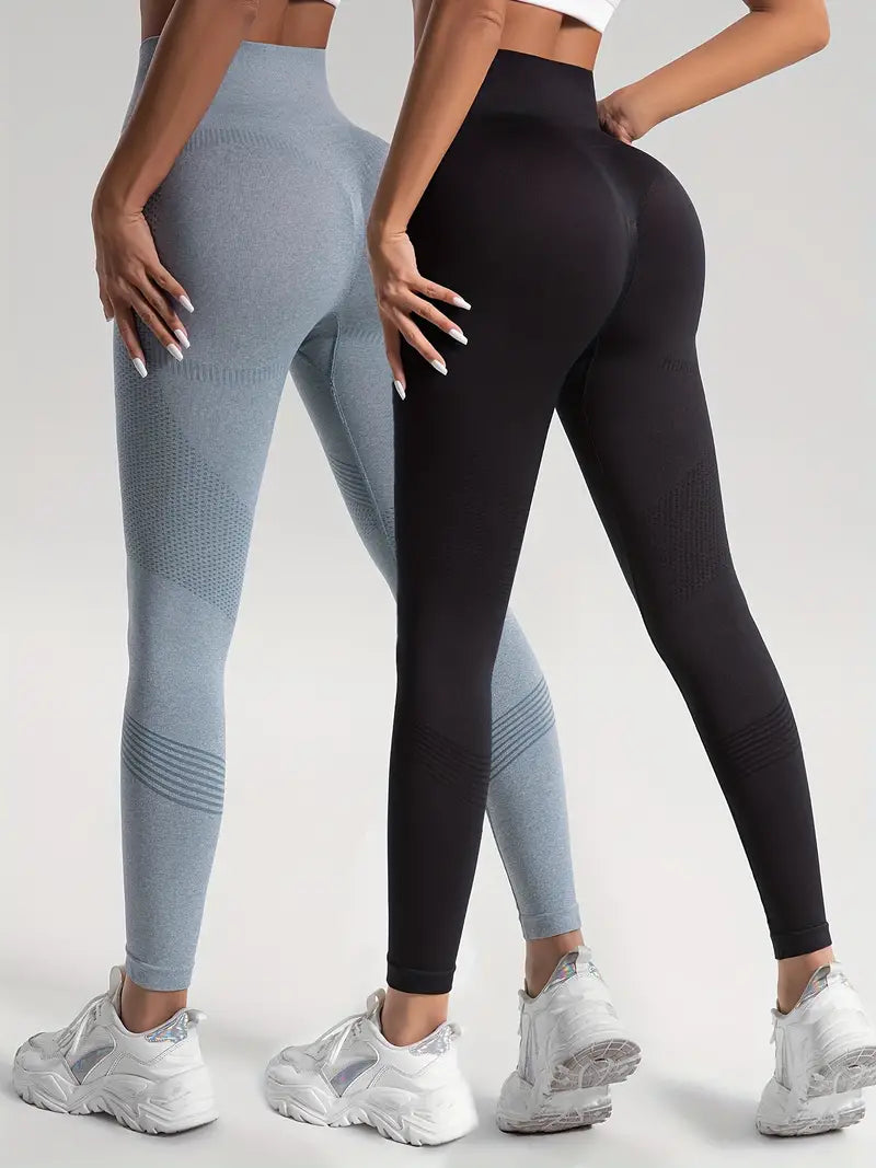 Valenzora | 2 pcs. Sports leggings for yoga and fitness. Solid color with high stretch.