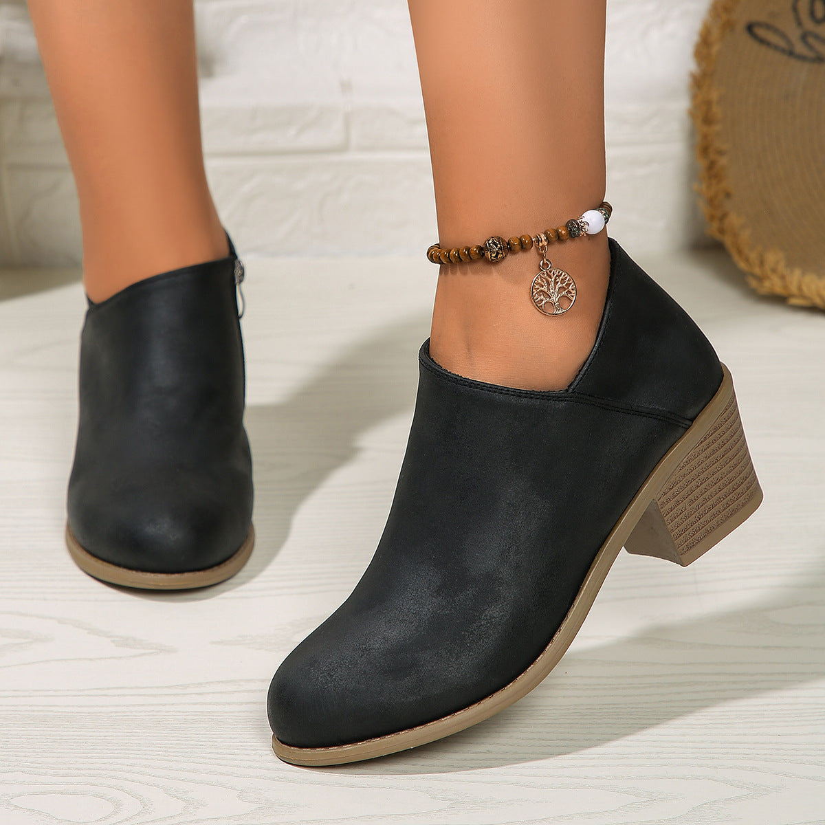Valenzora | Stiefeletten - Bequeme Damenstiefel mit Blockabsatz und Reißverschluss