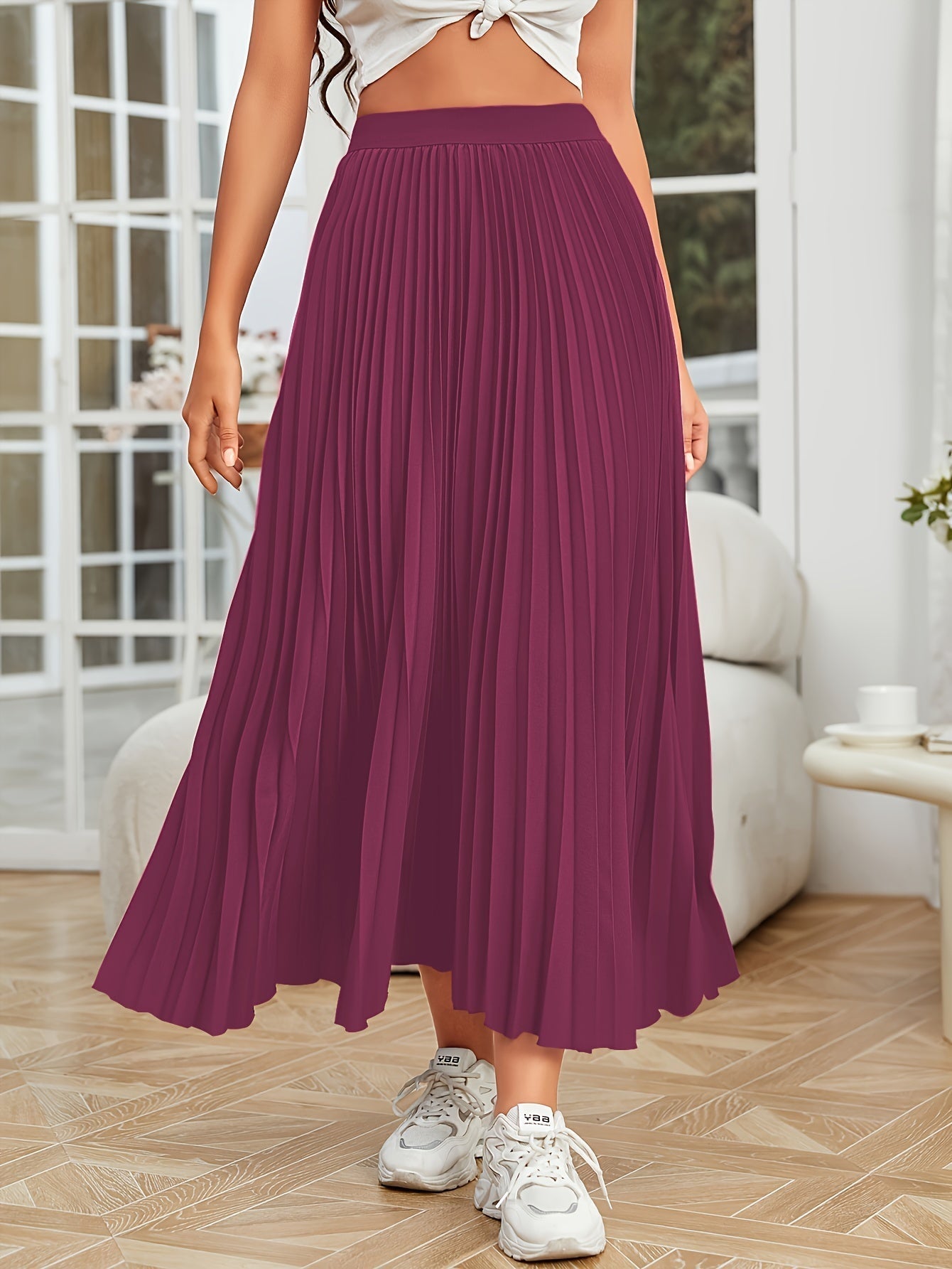 Valenzora | Pleated plain curly skirt