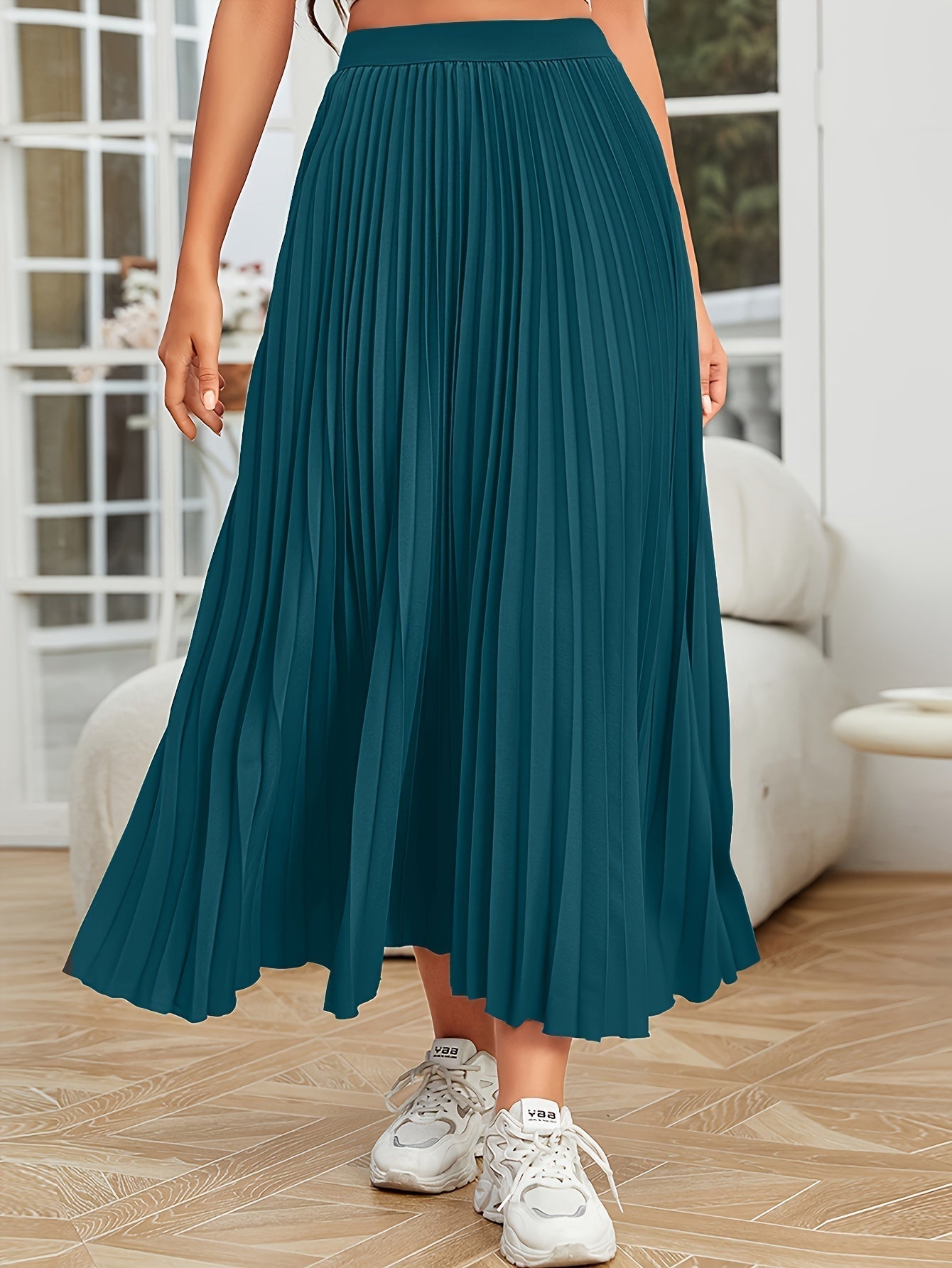 Valenzora | Pleated plain curly skirt
