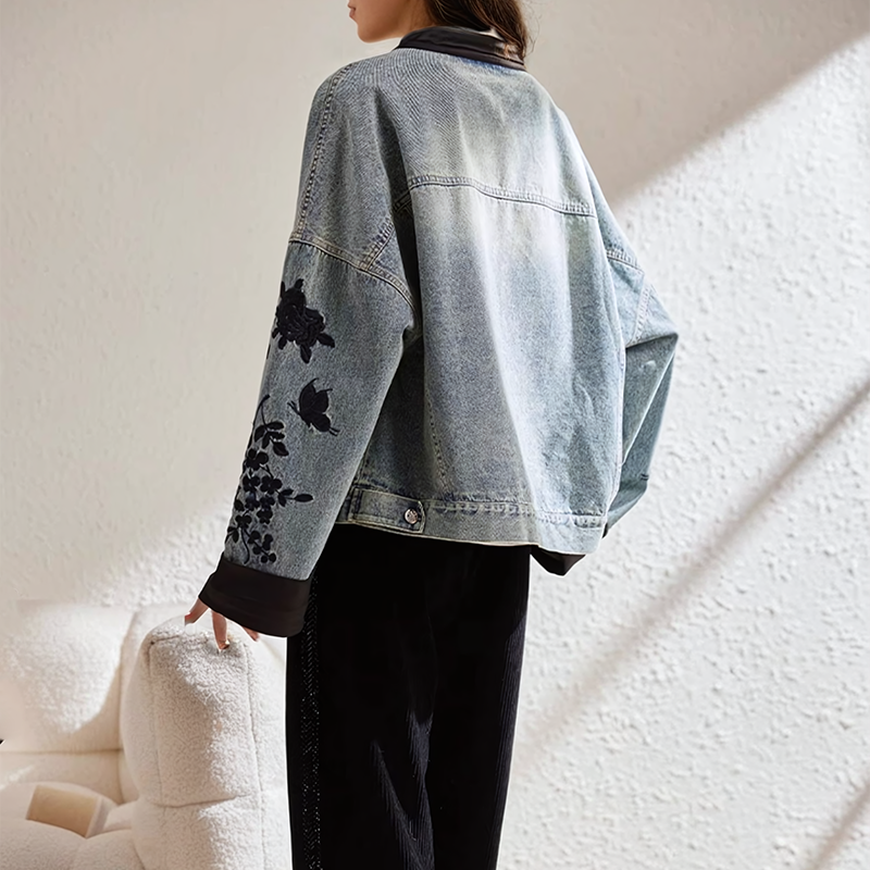 Valenzora | Vintage floral denim jacket