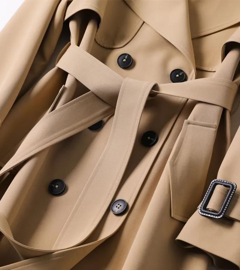 Valenzora | Langer Trenchcoat für Damen Schwarz