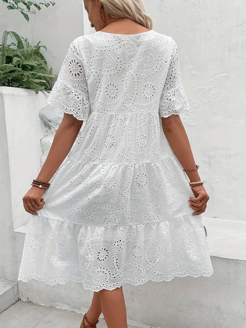 Valenzora | Weißes Midi-Sommerkleid