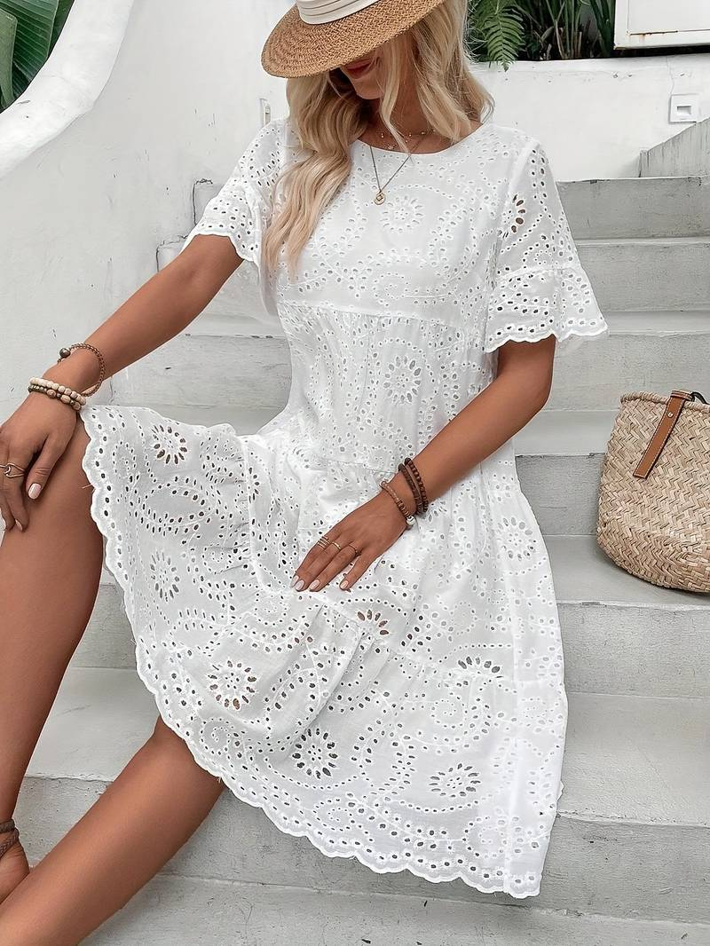 Valenzora | Weißes Midi-Sommerkleid
