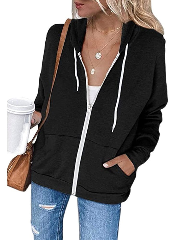 Valenzora | Women's Black Zip Hoodie