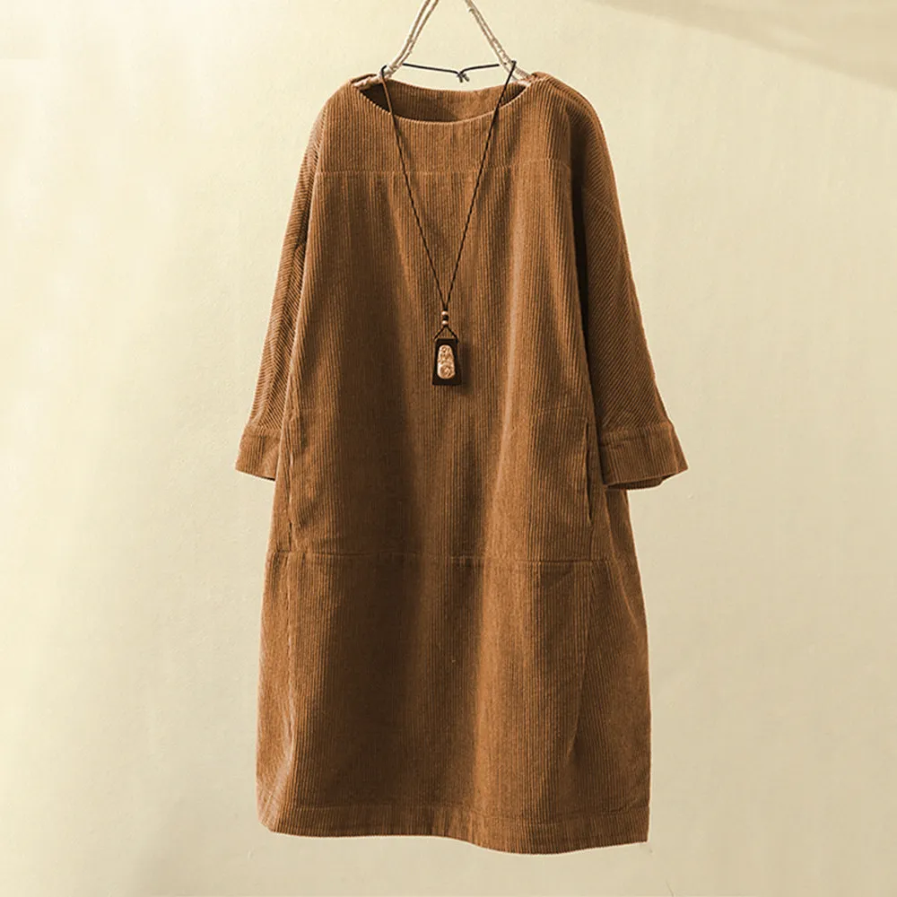 Everyday A-line dress with round neckline and skirt section