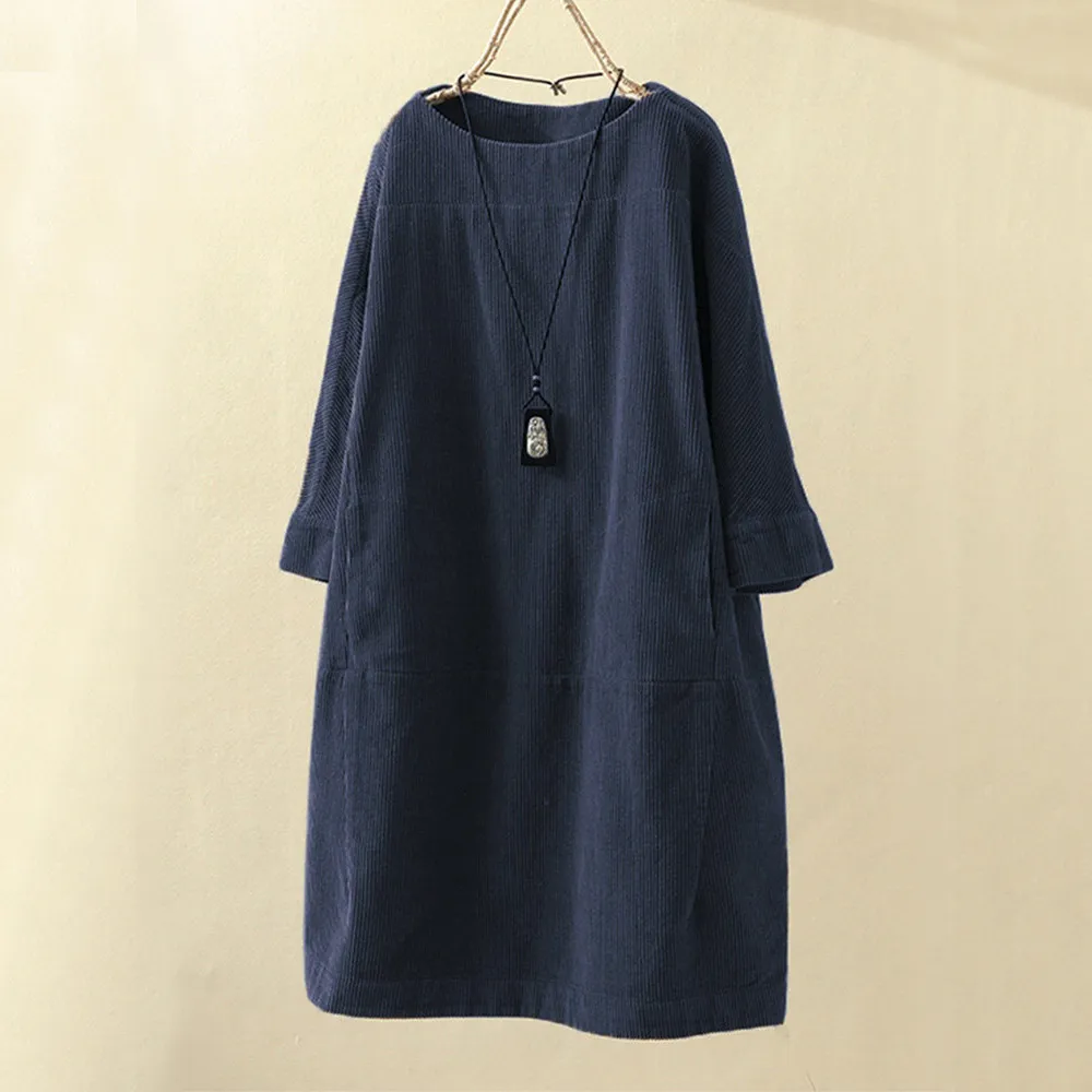 Valenzora LUNA - Vintage fall corduroy midi dress