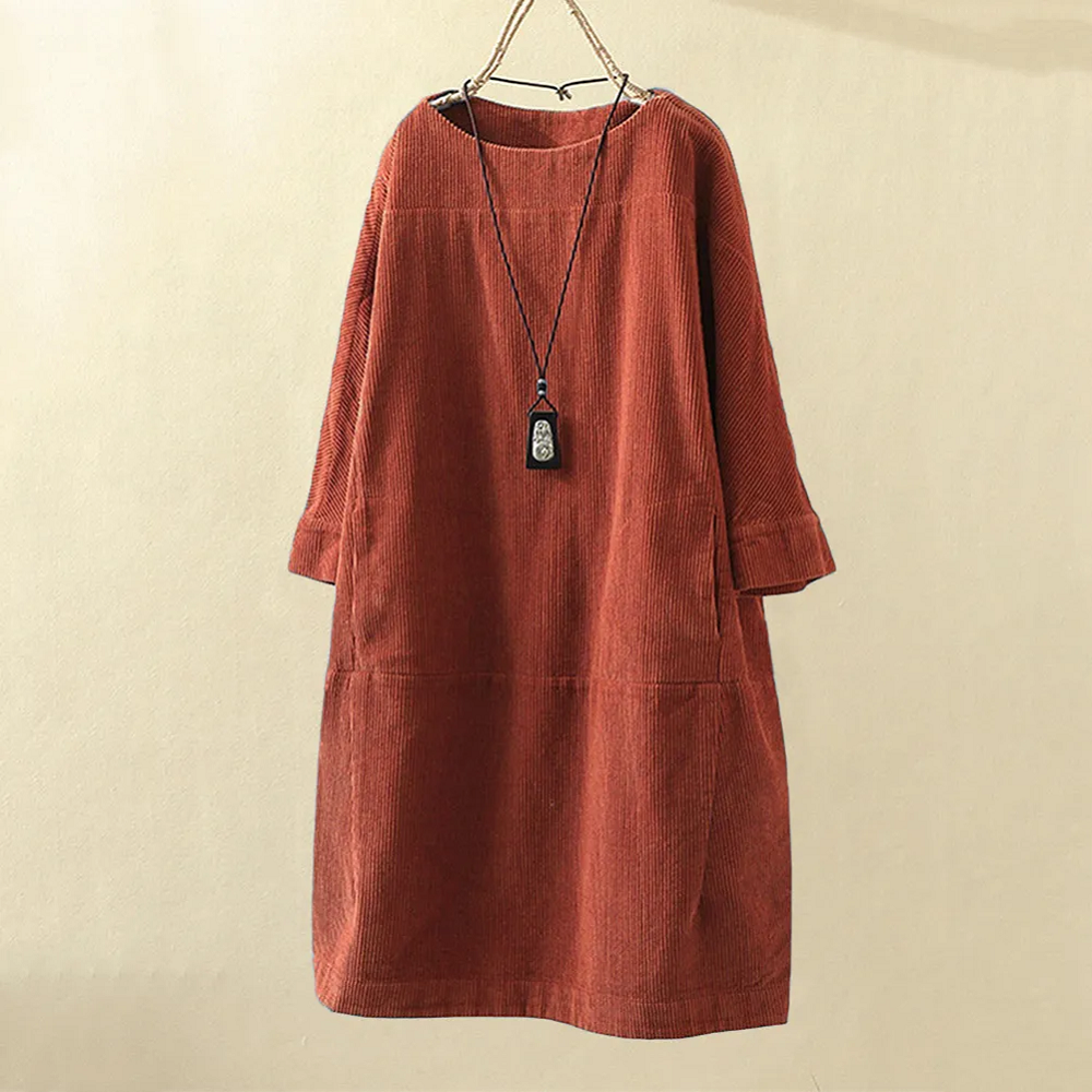 Everyday A-line dress with round neckline and skirt section