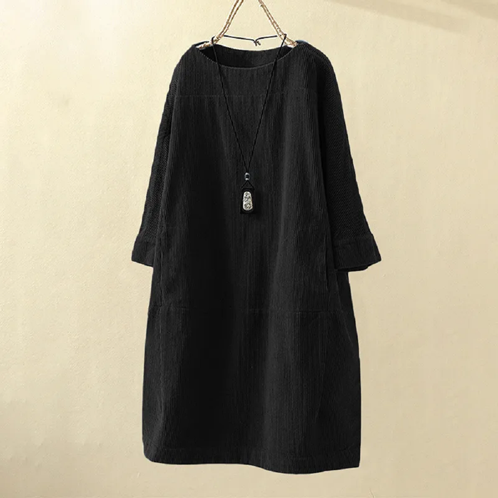 Everyday A-line dress with round neckline and skirt section
