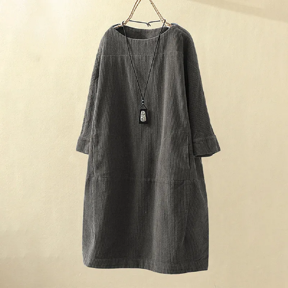 Everyday A-line dress with round neckline and skirt section