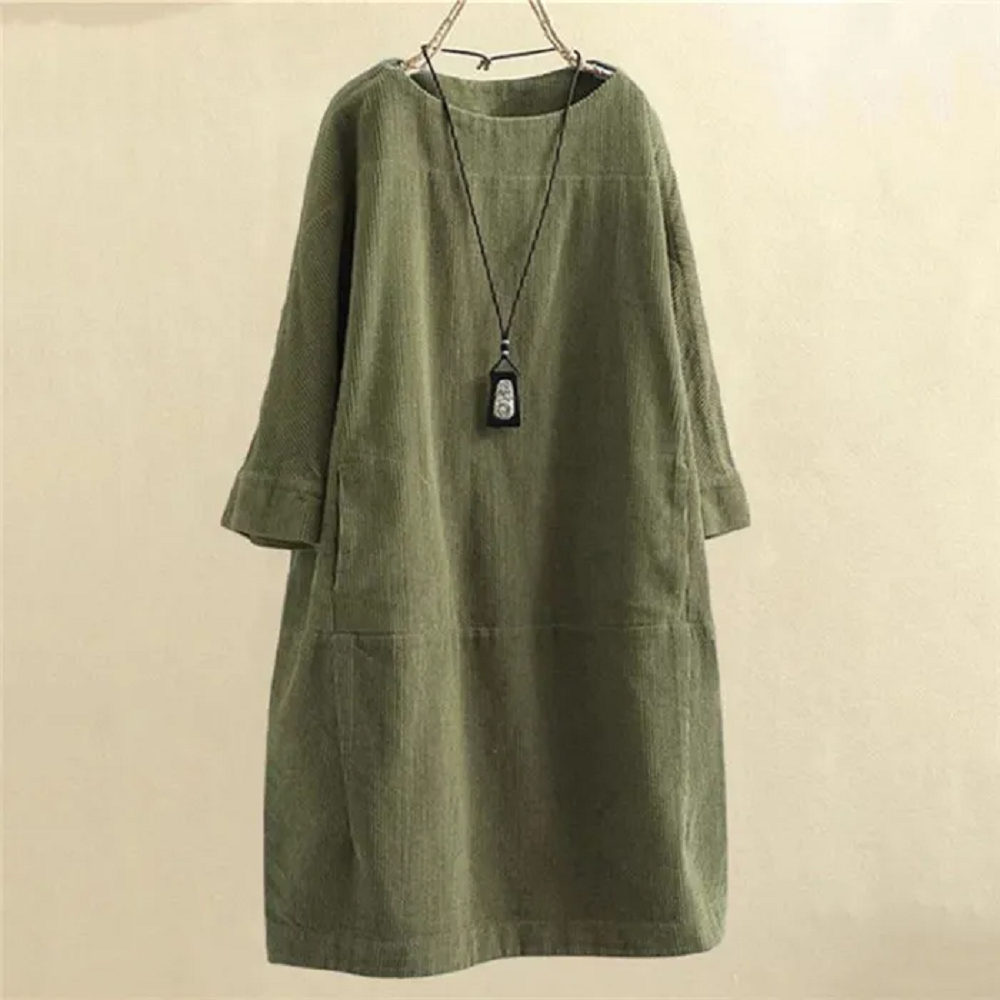 Everyday A-line dress with round neckline and skirt section