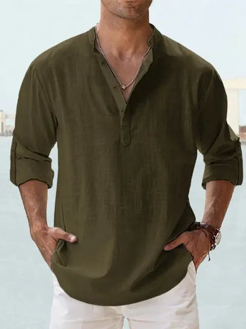 Valenzora | Airy linen shirt with Henley collar