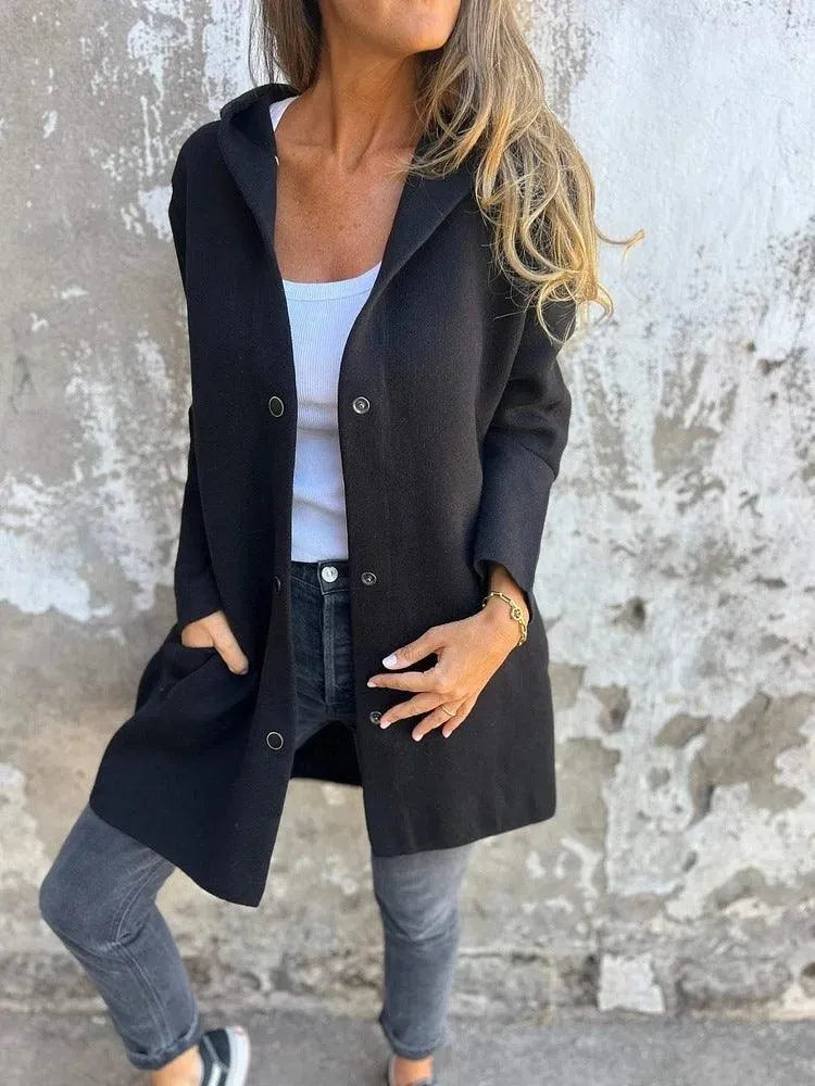 Valenzora | Casual single-breasted cardigan with hood