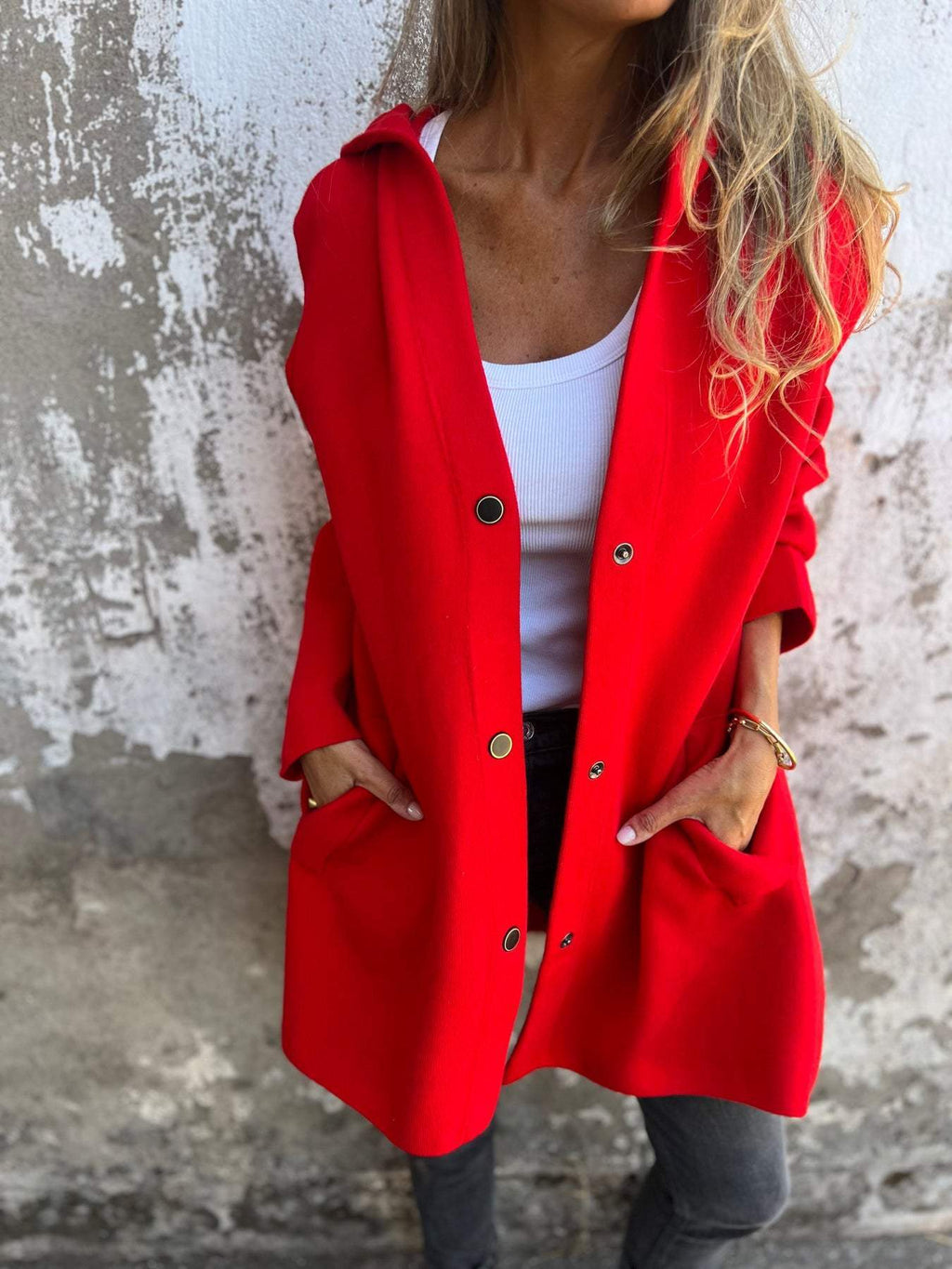 Valenzora - Casual single-breasted blazer with hood