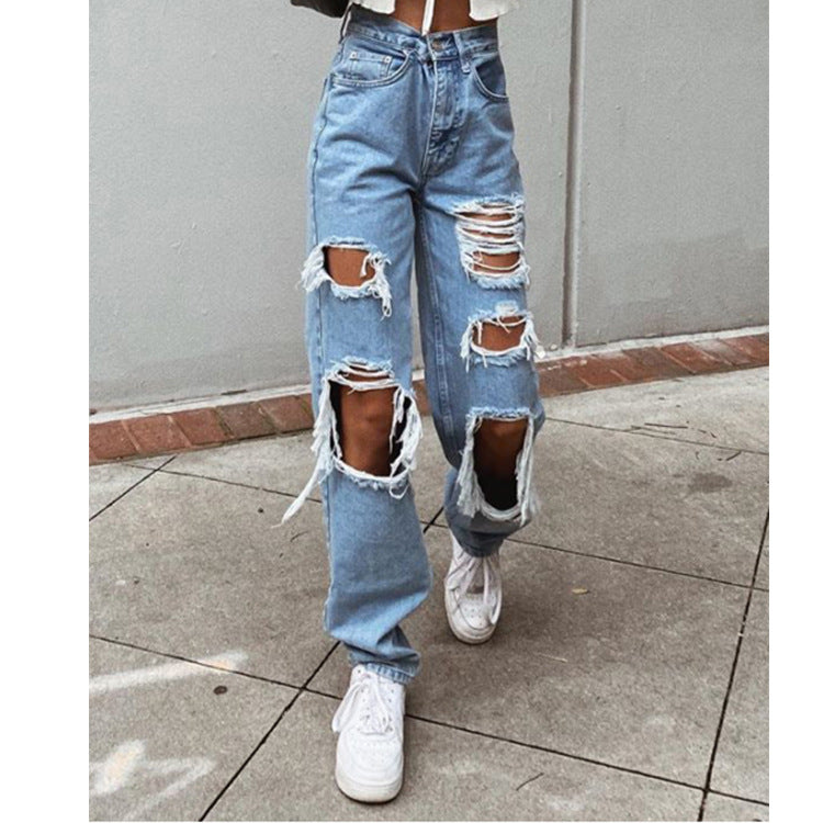 Valenzora Damenjeans mit Rissen und Waschung