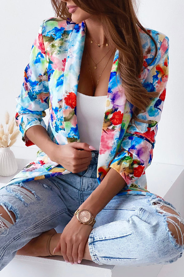 Valenzora | Free and Genuine Floral Lapel Leisure Suit Blazer
