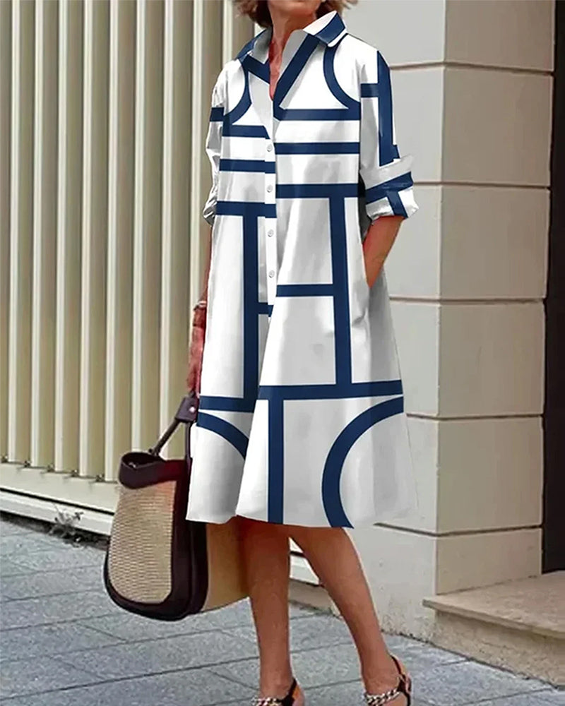Valenzora | Dress with pockets and geometric print