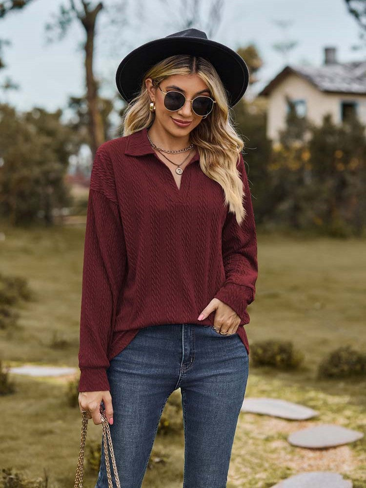 Valenzora – Damen Freizeitpullover mit Kragen