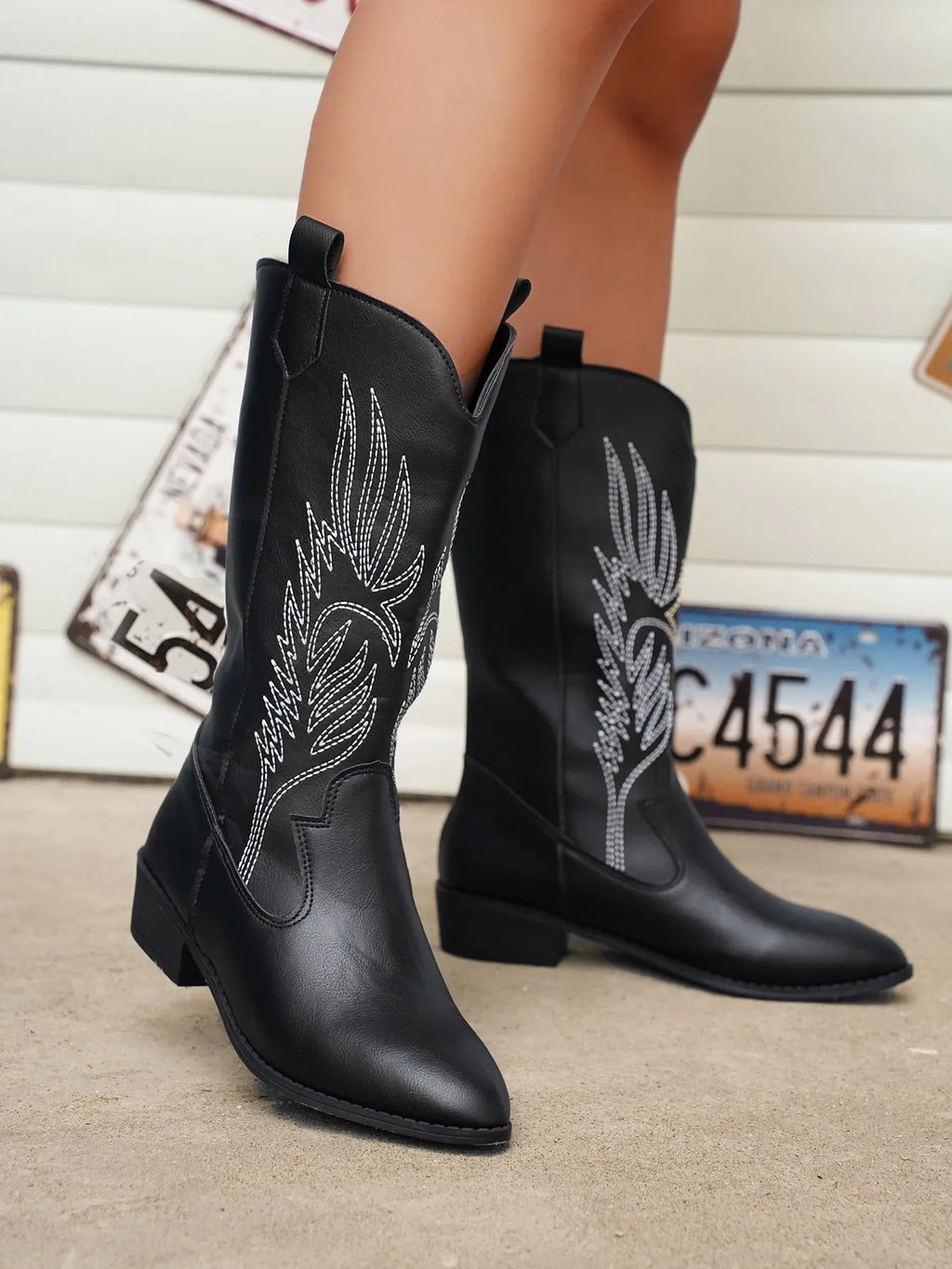 Valenzora – Cowboystiefel aus PU-Leder mit weichem Futter