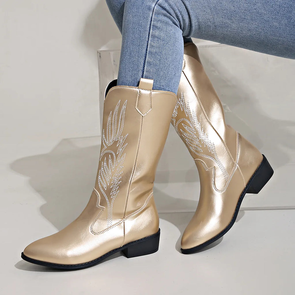 Valenzora – Cowboystiefel aus PU-Leder mit weichem Futter
