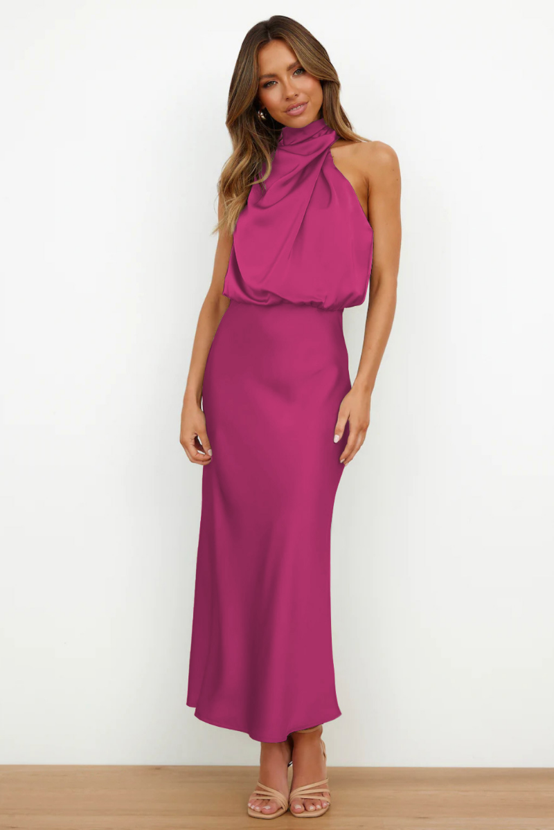Valenzora | Elegantes Midikleid mit asymmetrischem Rundhalsausschnitt