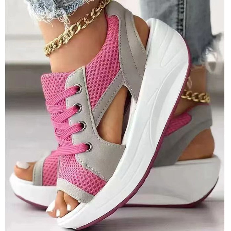Gina™ - Sandals with contrasting lace-up neckline Last Day Discount]