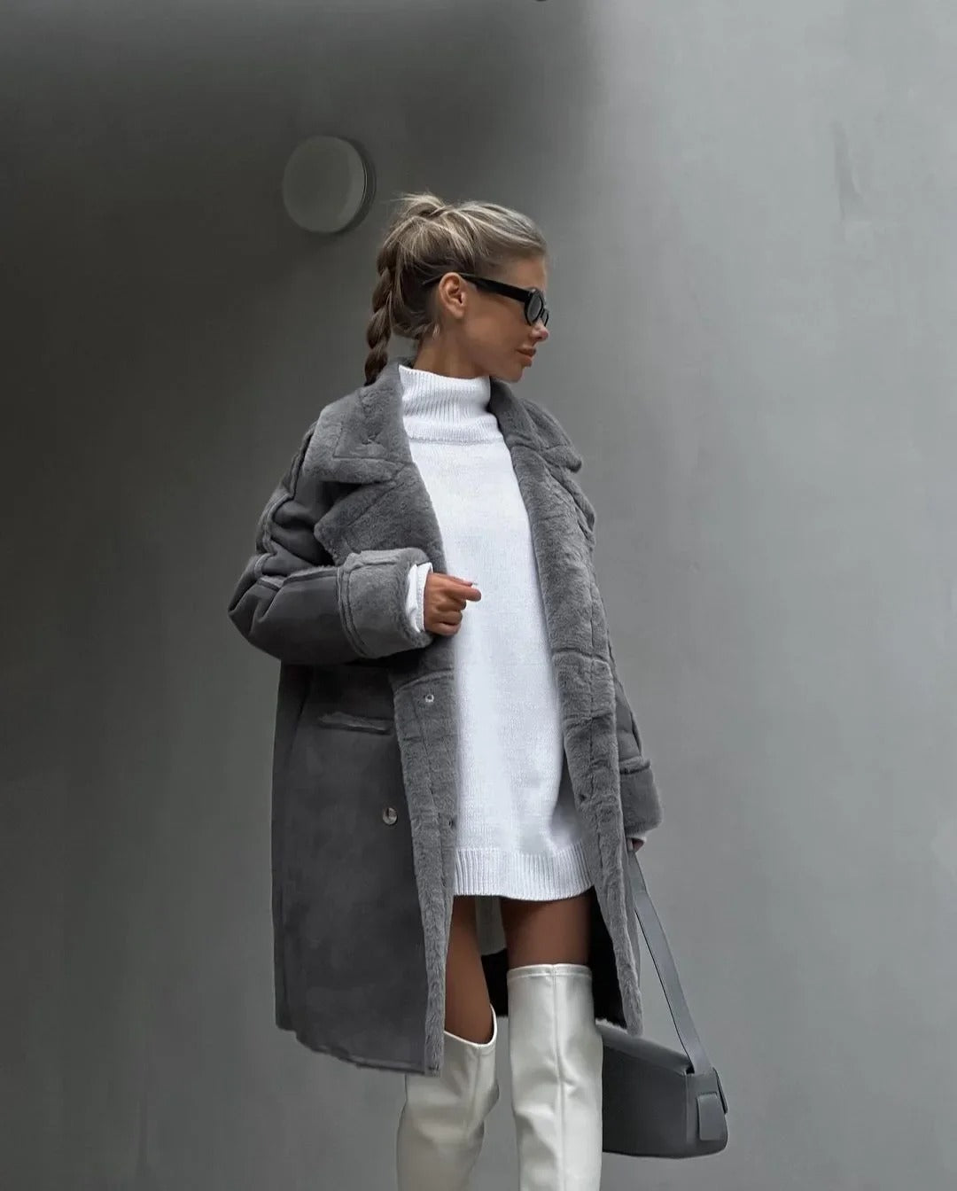 Valenzora | Loose teddy jacket made of lambswool with a casual collar