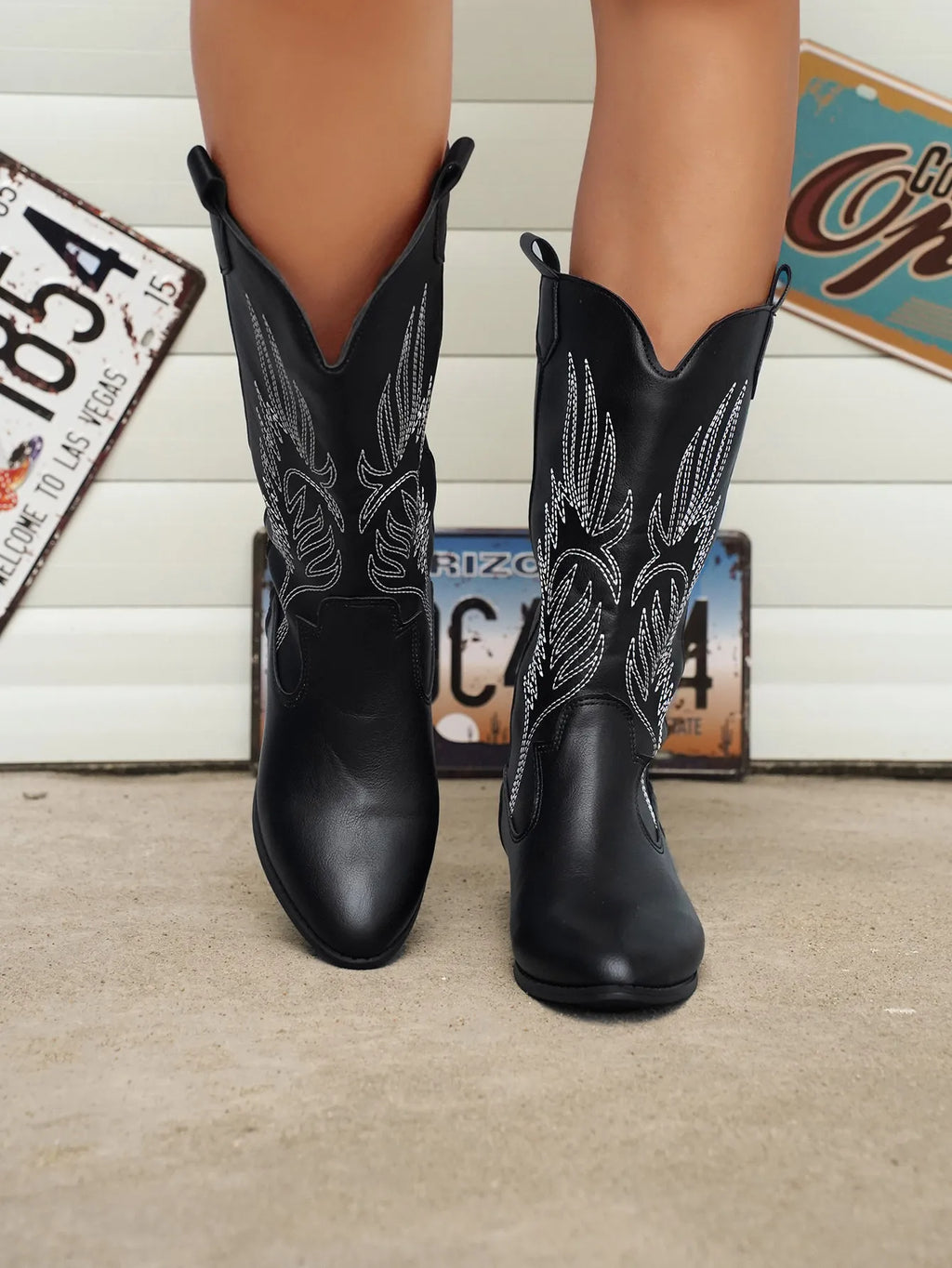 Valenzora – Cowboystiefel aus PU-Leder mit weichem Futter