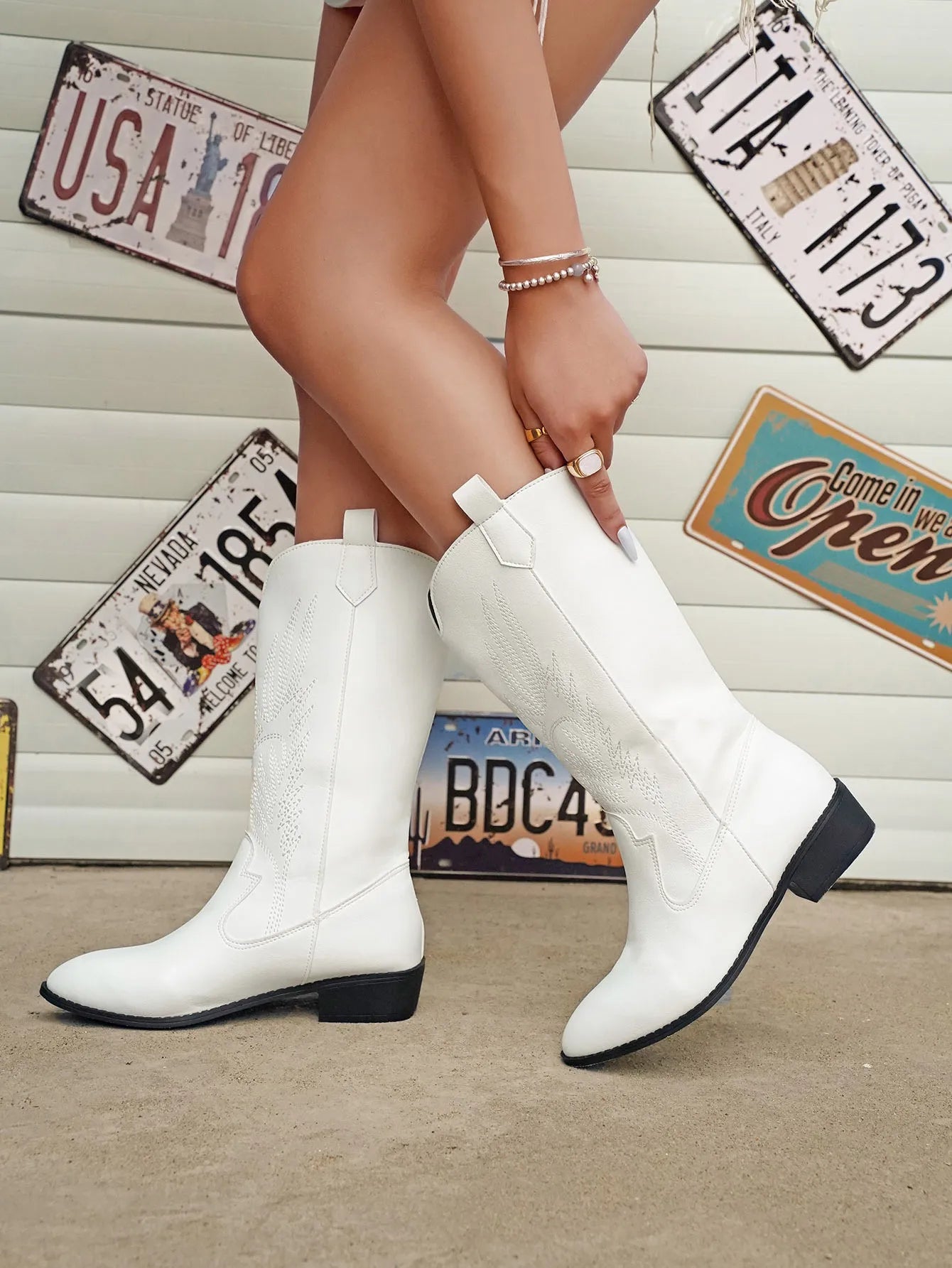 Valenzora – Cowboystiefel aus PU-Leder mit weichem Futter