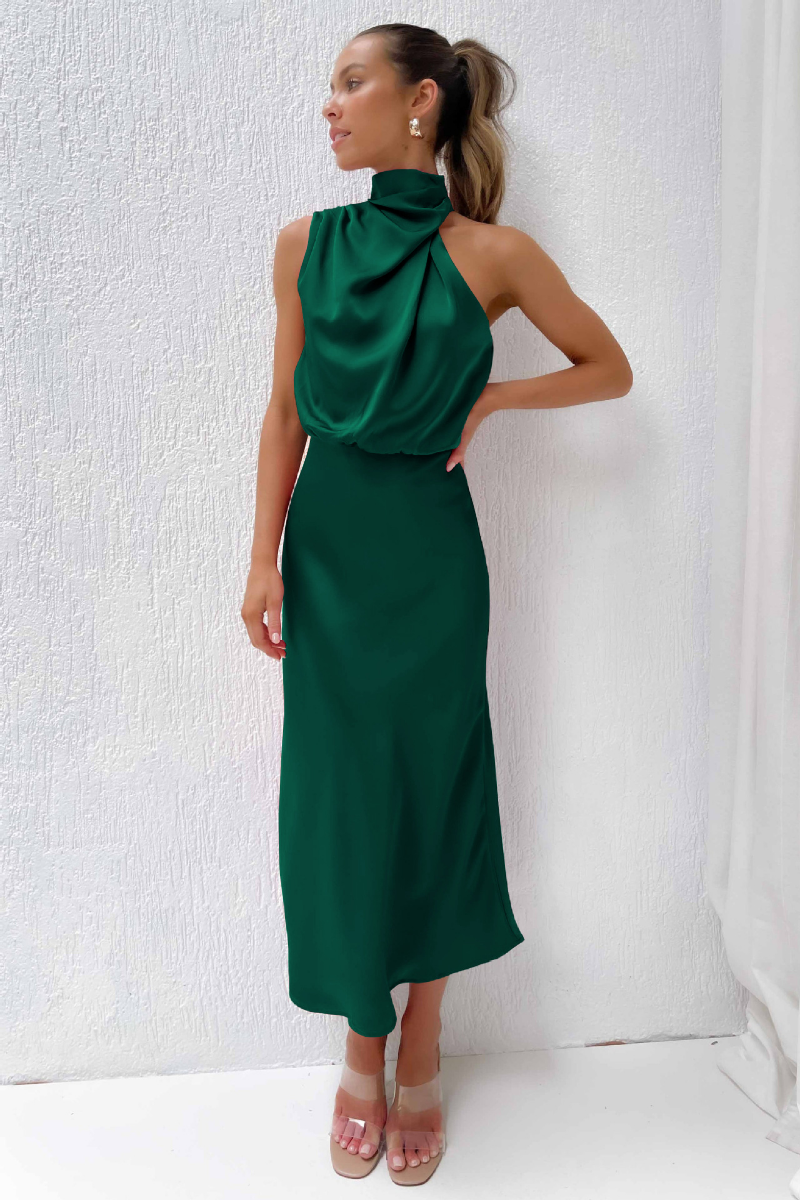 Valenzora | Elegantes Midikleid mit asymmetrischem Rundhalsausschnitt