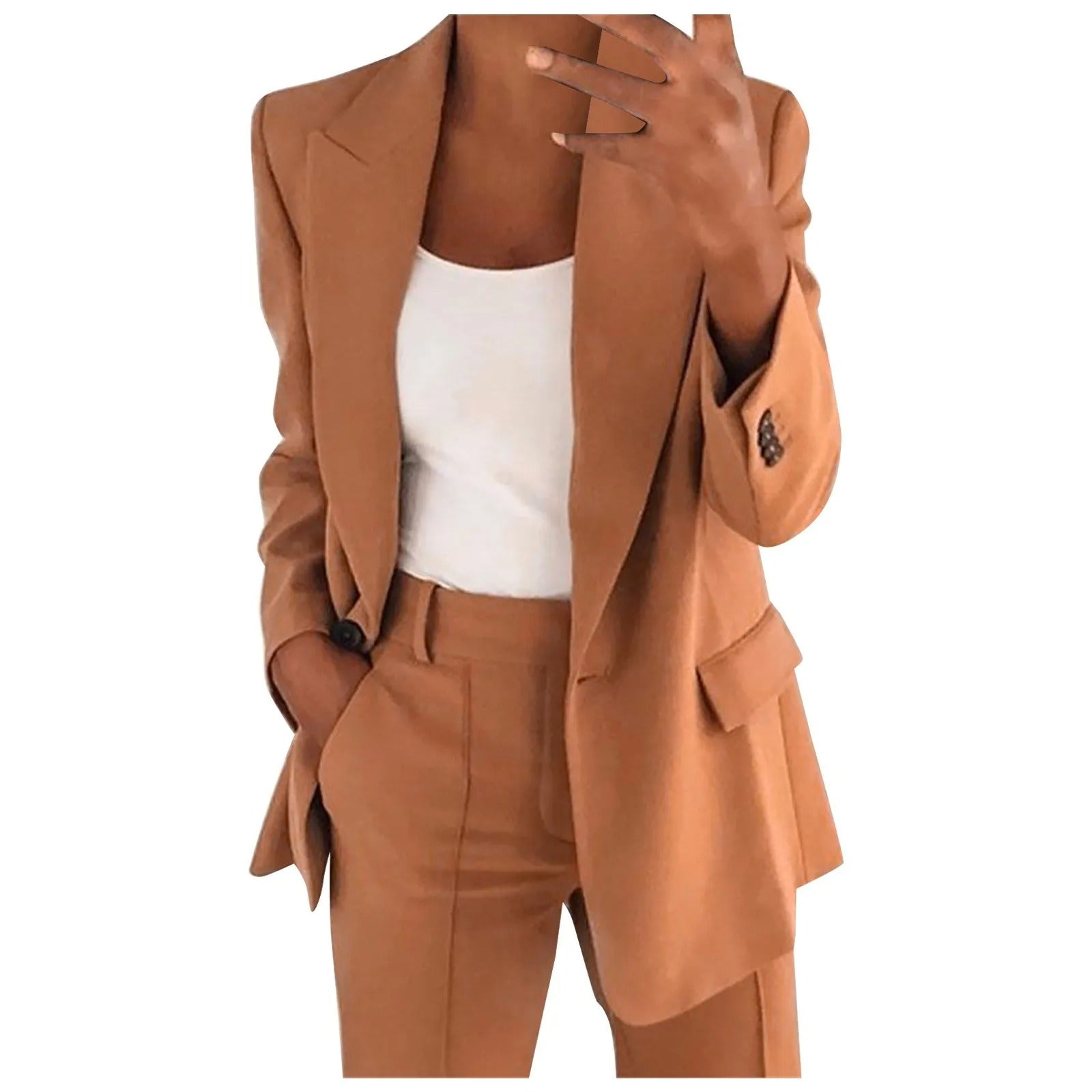 Valenzora | Damenanzug mit blauer Jacke und schlichter Hose