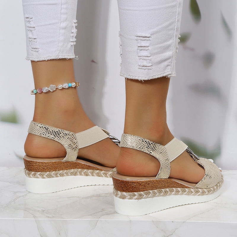 Valenzora | Keilsandaletten mit Schlangenmuster - Stilvolles Design