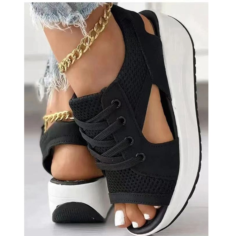 Gina™ - Sandals with contrasting lace-up neckline Last Day Discount]