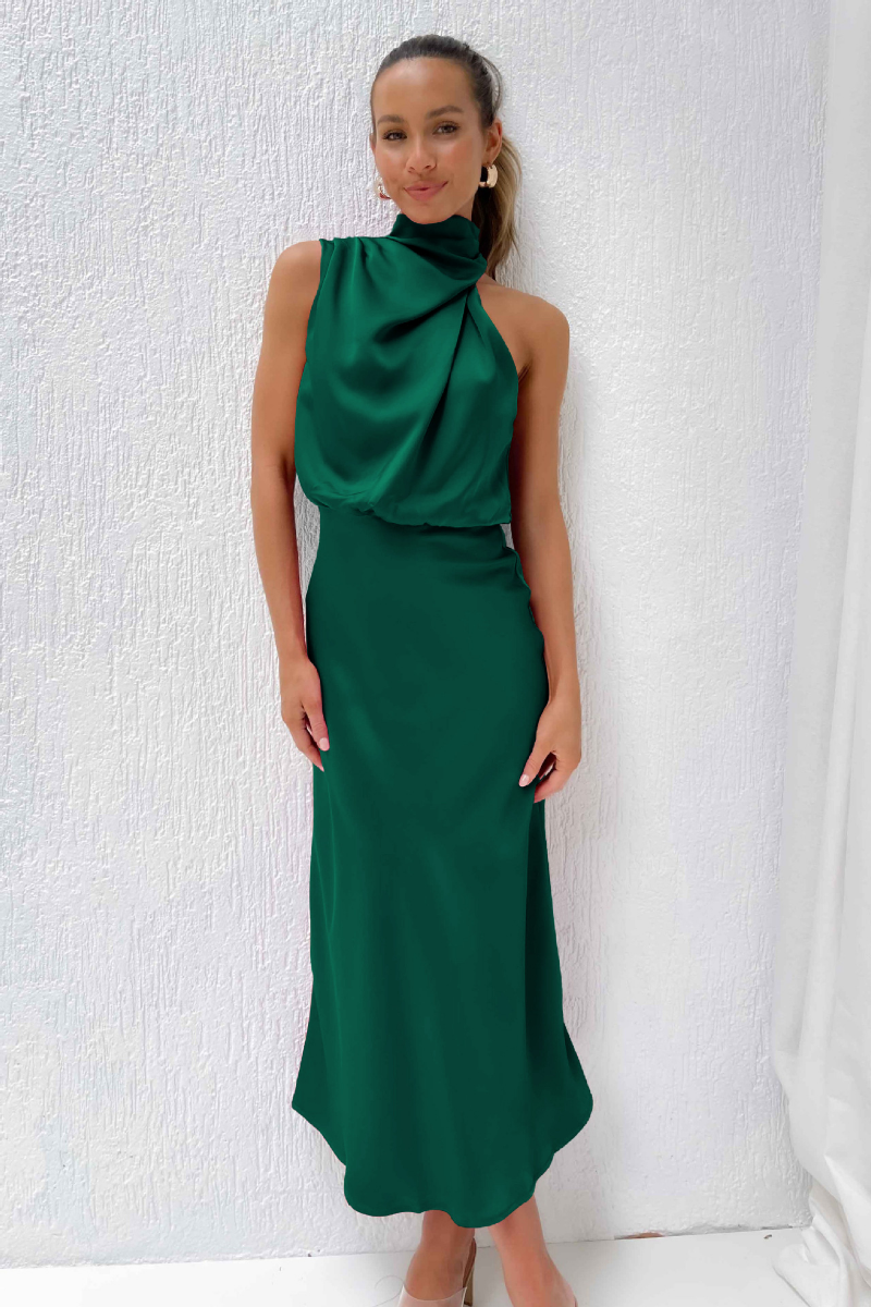 Valenzora | Elegantes Midikleid mit asymmetrischem Rundhalsausschnitt