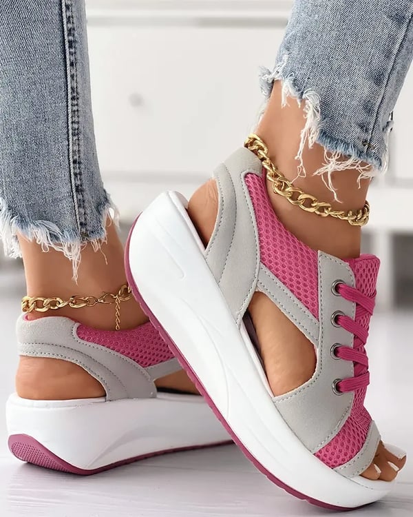 Gina™ - Sandals with contrasting lace-up neckline Last Day Discount]