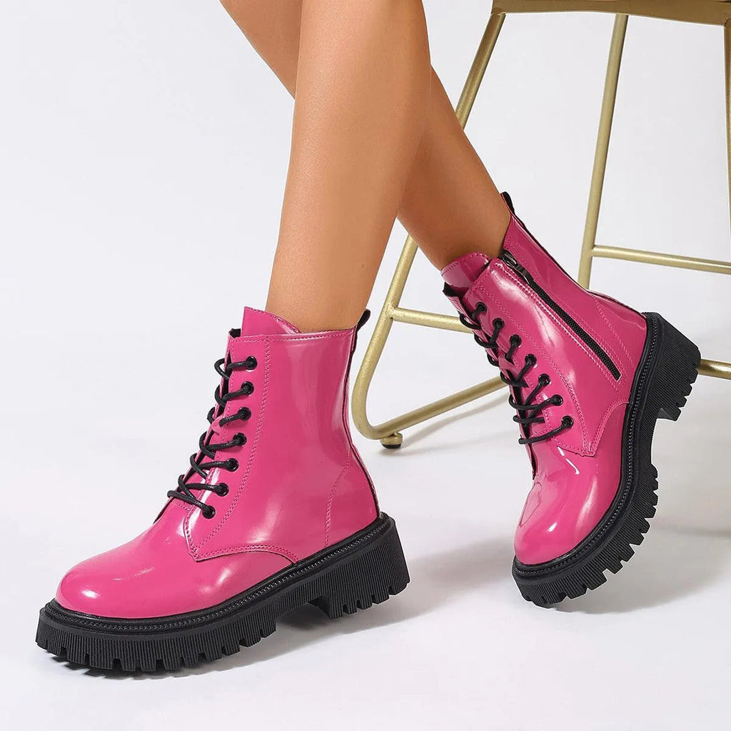 Valenzora | Women's boots in shiny leather with zipper
