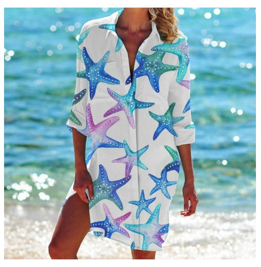 Valenzora | Bikini-Jacke Hemd Badeanzug Cardigan Damenbekleidung Print Urlaub Strandhemd